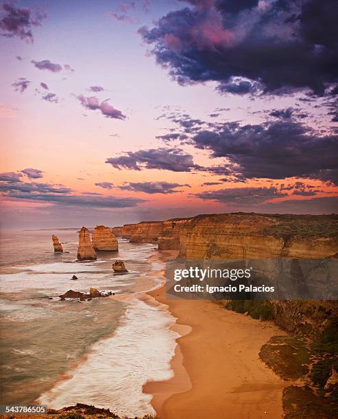 twelve apostles coast and cliffs at sunrise - apostles australia stock pictures, royalty-free photos & images