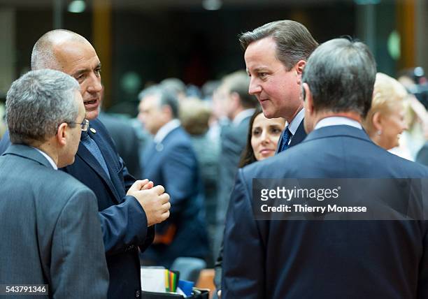Brussels, Belgium, December 17, 2015. -- Bulgarian Prime Minister Boyko Borisov is talking with the United Kingdom Prime Minister First Lord of the...