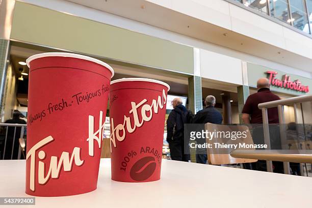 Toronto Pearson International Airport, Ontario, Canada, January 7, 2016. -- Tim Hortons Cafe and Bake Shop in Toronto airport. Tim Hortons Inc. Is a...