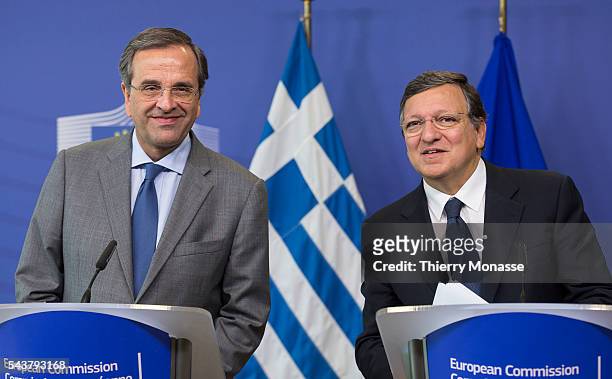 Brussels, Belgium, September 17, 2013. -- Greece Prime Minister Antonios SAMARAS and the President of the European Commission Jose Manuel BARROSO are...