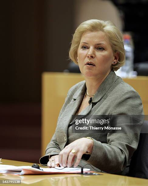 Incoming European commissioner for taxation and customs union, Latvian Ingrida Udre, answers questions during hearings at the European Parliament.