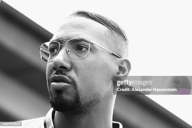 Jerome Boateng of Germany arrives for a Germany press conference at Ermitage Evian on June 30, 2016 in Evian-les-Bains, France.