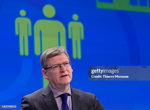 Brussels, Belgium, January 13, 2014. -- EU Employment, Social Affairs and Inclusion Commissioner Laszlo ANDOR is talking to media about the...