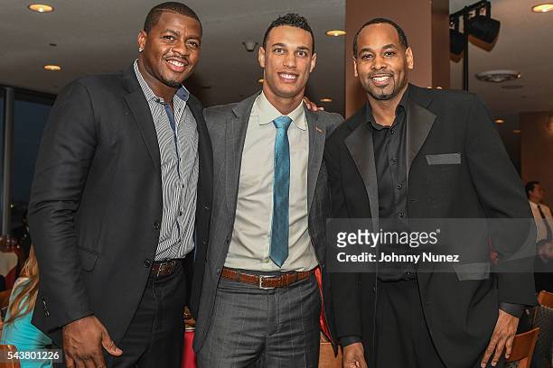 Desmond Mason, David Nelson and Derek Anderson attend 2016 Union National Culture And Sports Foundation's Sports For Peace Charity Dinner Gala at...