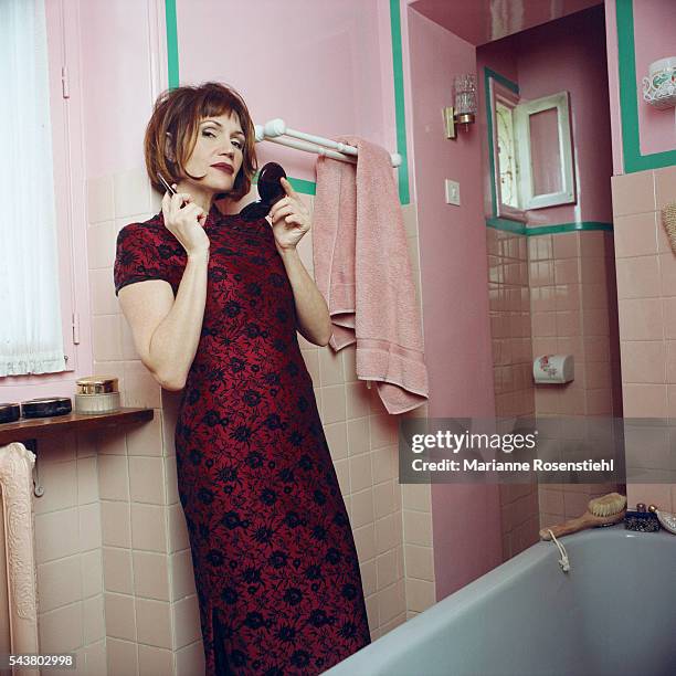 French actress Clémentine Célarié, at home.