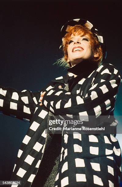 French singer Mylene Farmer during her first live concert in Saint-Etienne.