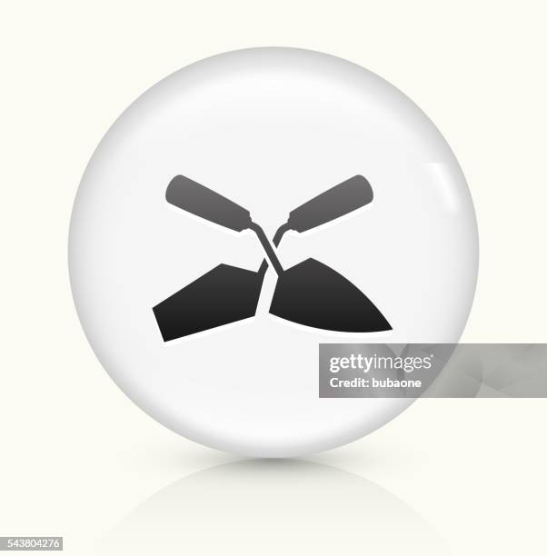 construction tool icon on white round vector button - beige brick stock illustrations