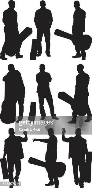 illustrations, cliparts, dessins animés et icônes de hommes avec guitare et de diverses actes - lever la main