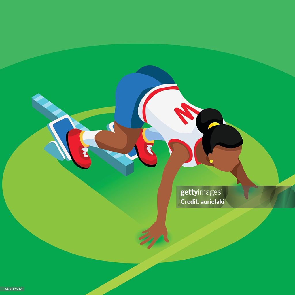 Running Starting Blocks Teen Marathon 3d Flat Vector Image High-Res ...