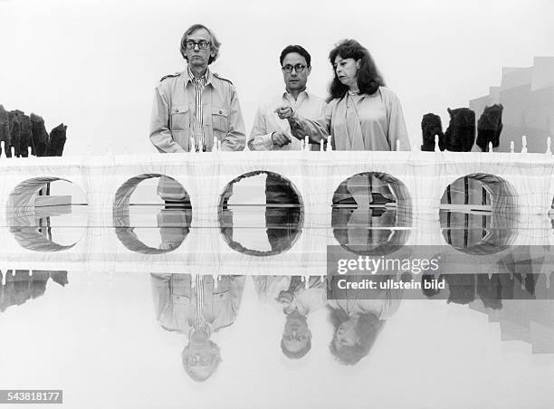 Christo , Artist, Painter, Bulgaria - together with his wife, artist Jeanne-Claude, and the photographer Wolfgang Volz - Project 'Pont Neuf' in...