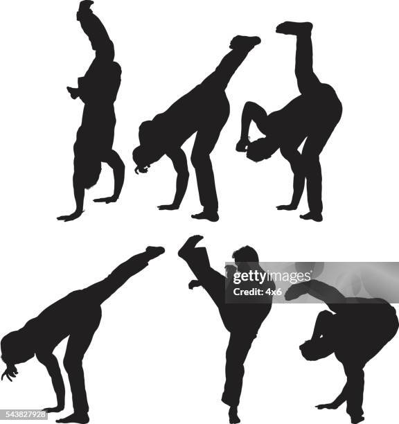 man in various actions - capoeira 幅插畫檔、美工圖案、卡通及圖標