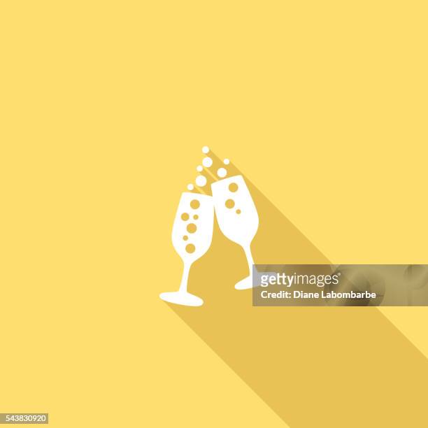 stockillustraties, clipart, cartoons en iconen met flat color ui long shadow website wedding icon - champagne
