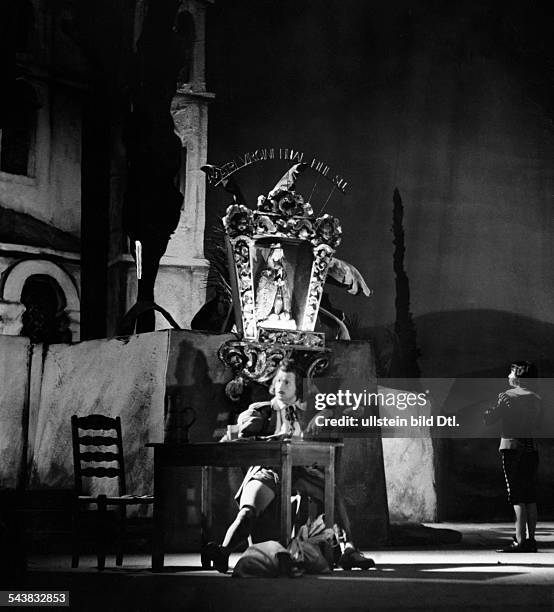Scharf, Werner - Actor, Germany*-+Acting in the play 'Suender und Heiliger' by Svend Borberg at the Schiller Theater Berlin - Photographer: Charlotte...
