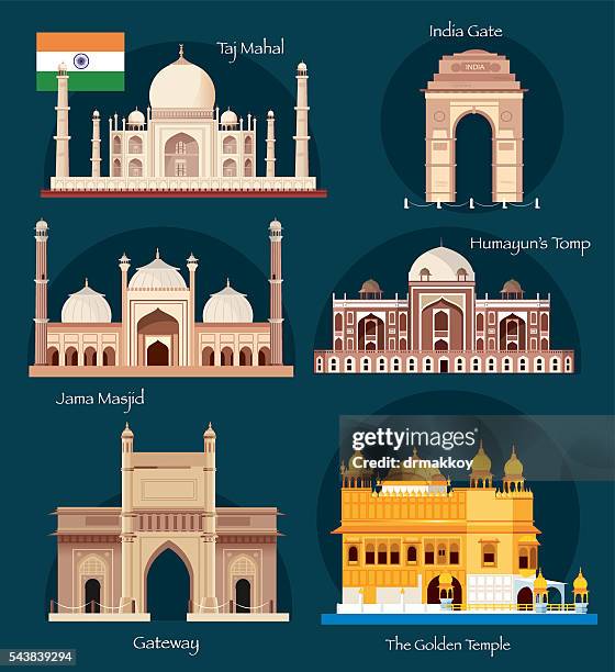 india symbols - delhi monuments stock illustrations