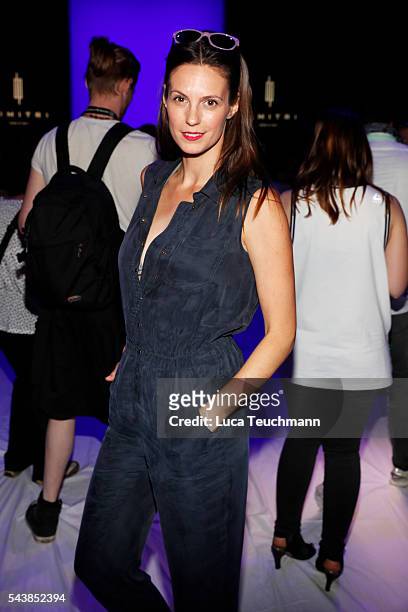 Katrin Wrobel attends the Dimitri show during the Mercedes-Benz Fashion Week Berlin Spring/Summer 2017 at Erika Hess Eisstadion on June 30, 2016 in...