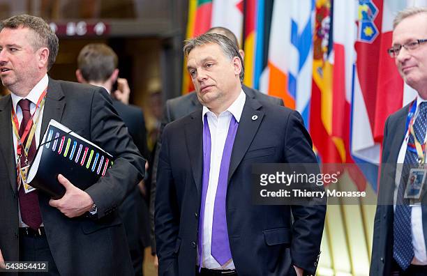 Brussels, Belgium, March 6; 2014. -- Hungarian Prime Minister Viktor ORBAN is leaving at the end of an EU chief of state Summit on Ukraine situation.
