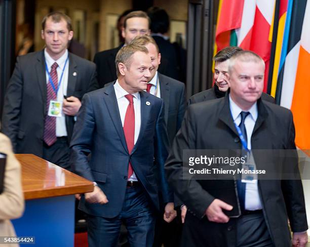 Brussels, Belgium, March 6; 2014. -- Polish Prime Minister Donald TUSK is leaving at the end of an EU chief of state Summit on Ukraine situation.