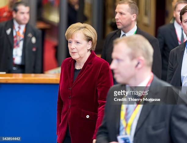 Brussels, Belgium, March 6; 2014. -- German Chancellor Angela MERKEL is leaving at the end of an EU chief of state Summit on Ukraine situation.