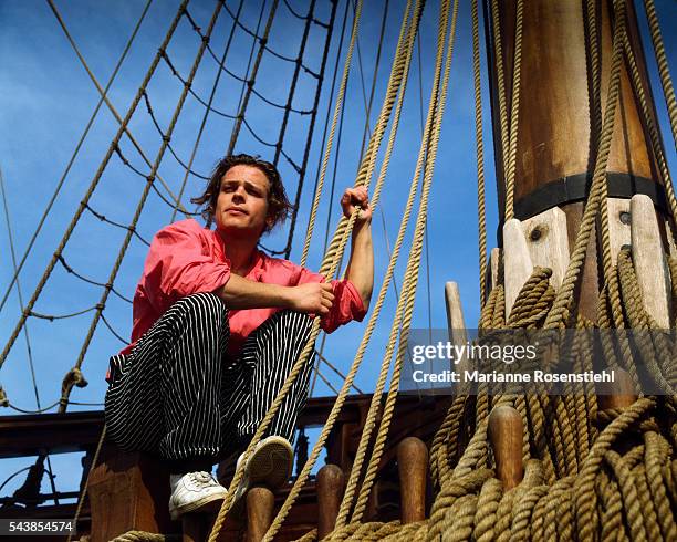 French actor Cris Campion on the set of "Pirates" by French-Polish director, screenwriter and producer Roman Polanski.