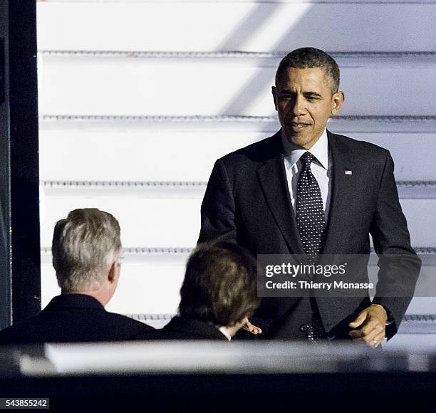 Brussels, Belgium, March 25, 2014. -- US President Barack Hussein OBAMA is welcome by the Belgium King PHILIPPE of Belgium and the Belgium Prime...