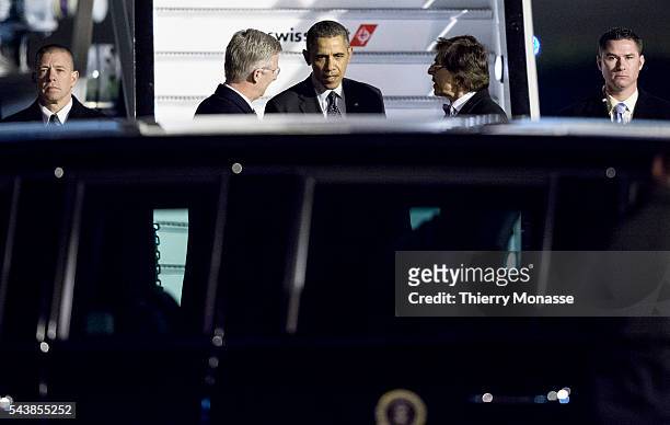 Brussels, Belgium, March 25, 2014. -- US President Barack Hussein OBAMA is welcome by the Belgium King PHILIPPE of Belgium and the Belgium Prime...