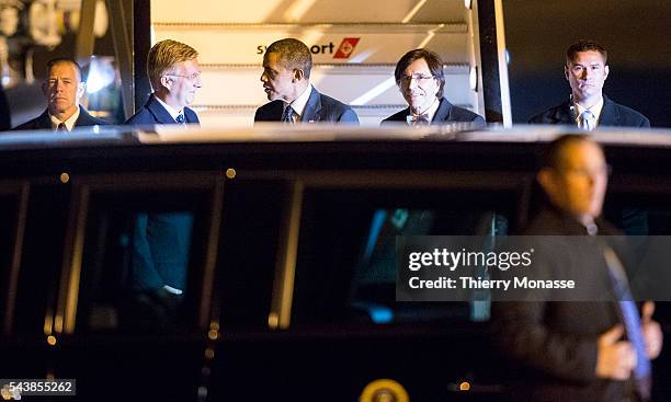 Brussels, Belgium, March 25, 2014. -- US President Barack Hussein OBAMA is welcome by the Belgium King PHILIPPE of Belgium and the Belgium Prime...