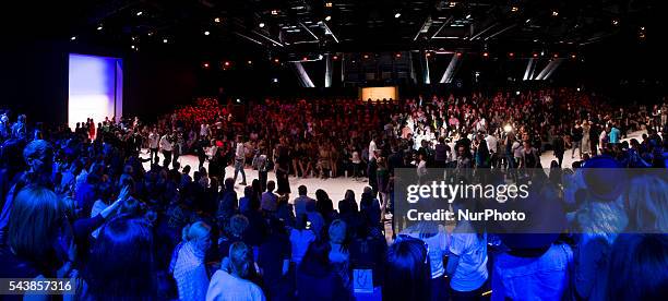 General view shows the arrival of the guests at the Guido Maria Kretschmer show during the Mercedes-Benz Fashion Week Berlin Spring/Summer 2017 at...