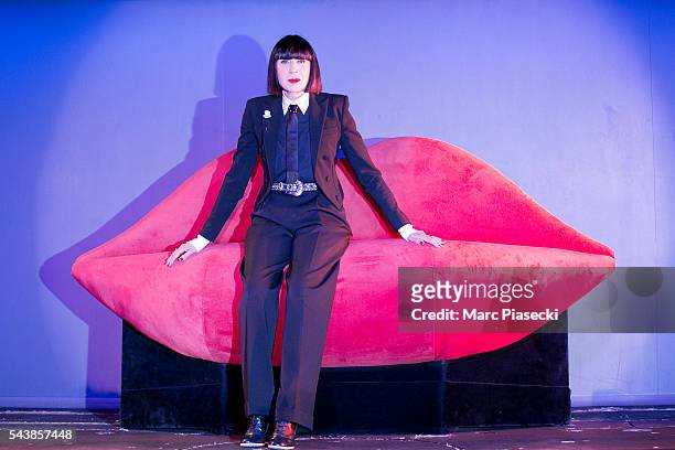 Fashion designer Chantal Thomass poses as the new collaborator for the next show 'Dessous Dessus' at Le Crazy Horse on June 30, 2016 in Paris, France.