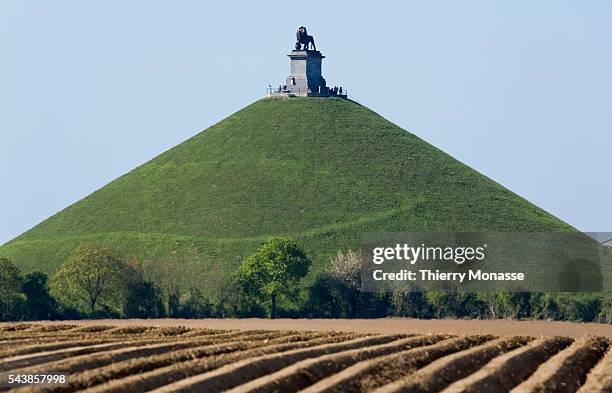 Waterloo, Belgium, April 16; 2014. -- The Lion's Mound on the battlefield of Waterloo. Lion's Hillock is an artificial hill raised on the battelfield...