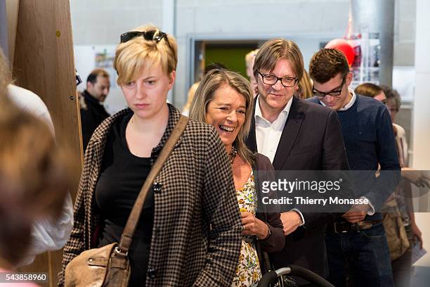 Ghent, Belgium, May 25, 2014. -- Dominique Verkinderen , the wife of candidate for the presidency of the European commission of the Alliance of...