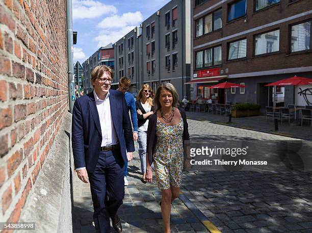 Ghent, Belgium, May 25, 2014. -- Candidate for the presidency of the European commission of the Alliance of Liberals and Democrats for Europe Guy...