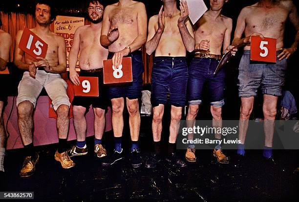 Knobbly knees competition in the Empress Ballroom, Butlins holiday camp, Skegness. Butlins Skegness is a holiday camp located in Ingoldmells near...