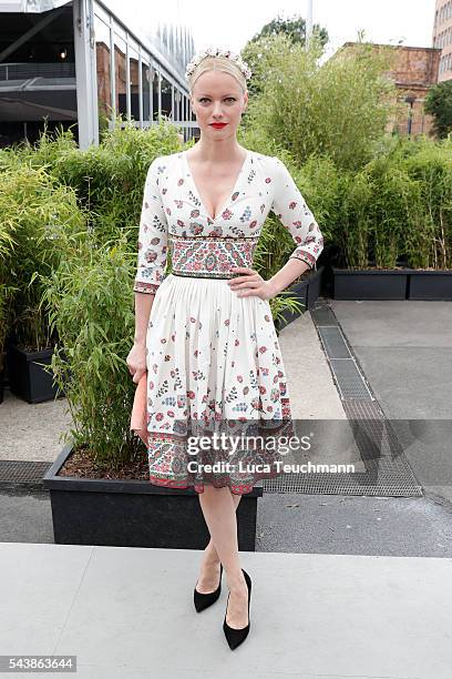 Franziska Knuppe attends the Lena Hoschek show during the Mercedes-Benz Fashion Week Berlin Spring/Summer 2017 at Erika Hess Eisstadion on June 30,...