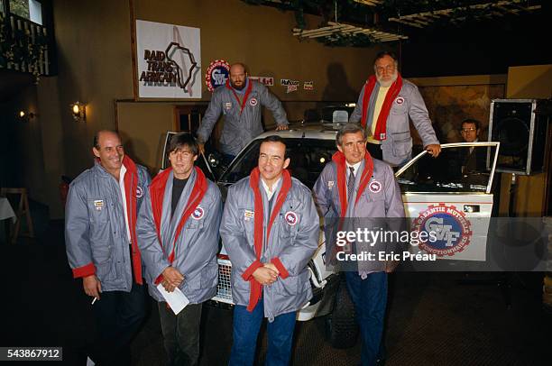 René Metge , Nicolas Hulot, French astronaut Patrick Baudry, Bernard Giroux, and Jerome Hurpoil, Thierry Reverchon and Henri Dangel, prior to their...