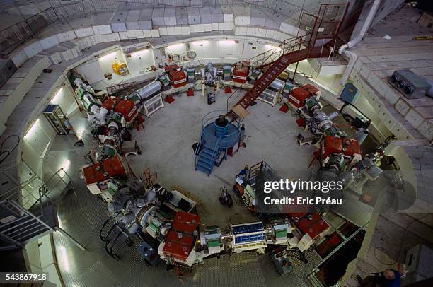 The Mimas accelerator injector of polarized particles, of the Saturn Synchrotron at the Atomic Energy Center in Saclay, France. The unit went into...