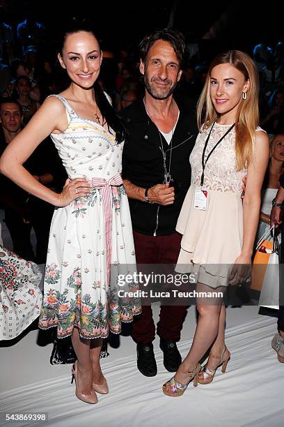 Marla Blumenblatt, Frank-Willy Wild and Claudia Doss attend the Lena Hoschek show during the Mercedes-Benz Fashion Week Berlin Spring/Summer 2017 at...