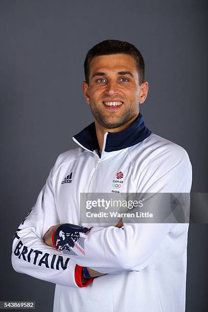 Portrait of George Pinner a member of the Great Britain Olympic team during the Team GB Kitting Out ahead of Rio 2016 Olympic Games on June 30, 2016...