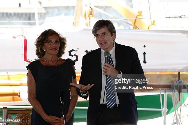 President of Sea Mare Vivo Rosalba Giugni and Raffaele del Giudice vice mayor of Naples during the press conference. This morning at the port of...