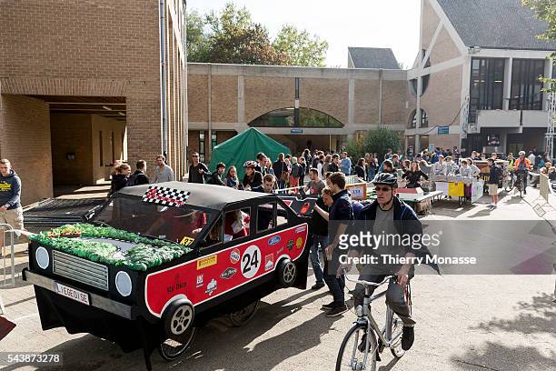 Louvain-la-Neuve, Belgium, Ocotber 15, 2014. -- The 24h vélo de Louvain-la-Neuve is a student folklorique race in the student city of...