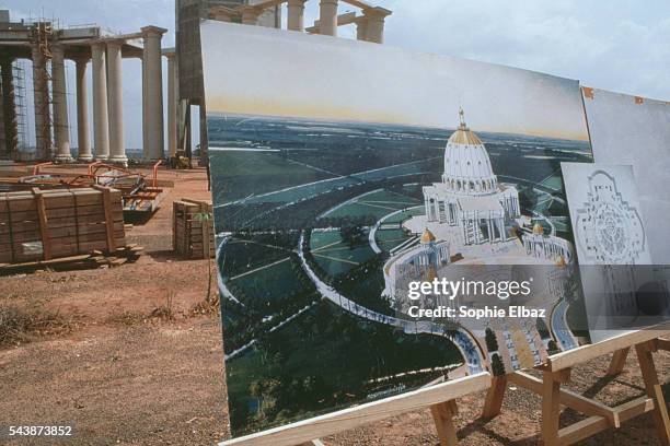 Construction plans of the final project for the African Basilica, Notre Dame de la Paix in Yamoussoukro.