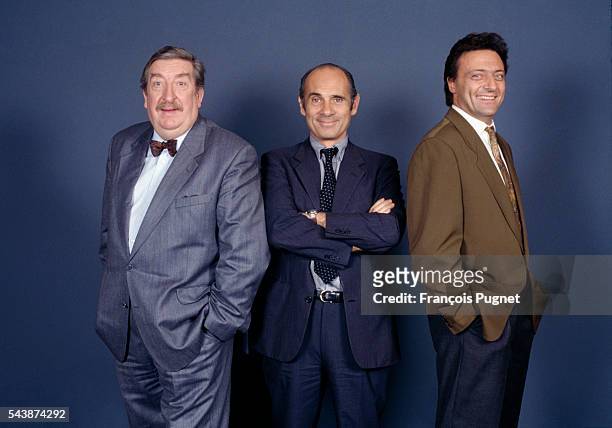 French actors Pierre Tornade, Guy Marchand and Patrick Guillemin for the television series "Nestor Burma".