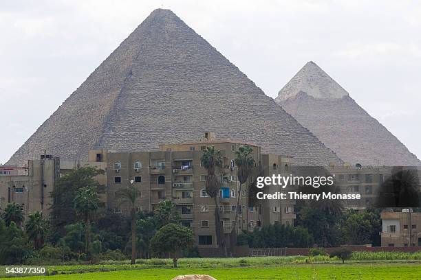 Cairo, Egypt, November 27, 2014. -- Egyptian pyramids are seen from Cairo city.