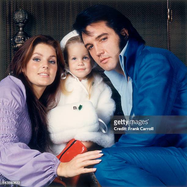 American rock legend Elvis Presley with his wife Priscilla and their daughter Lisa-Marie, during the week of Thanksgiving 1970 at the Presley's...