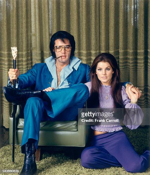 American rock legend Elvis Presley with his wife Priscilla, during the week of Thanksgiving 1970 at the Presley's California home at 1174 Hillcrest...
