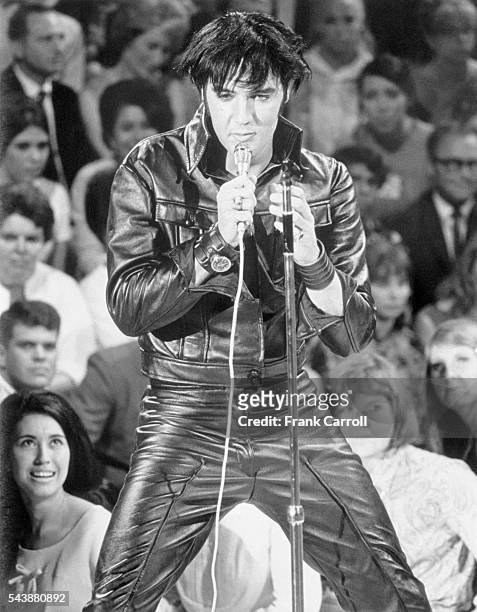Singer Elvis Presley records a special program for NBC to be diffused in December 1968.
