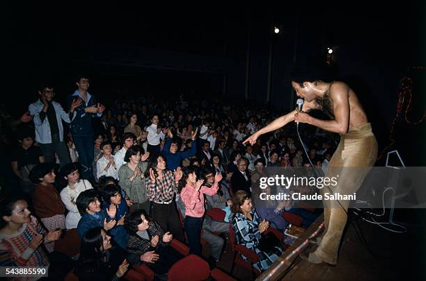 Singer Bobby Farrell from the West disco pop band Boney M in concert in Beirut.