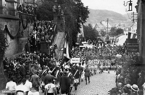 German Empire Hesse People's State : Parade of the university of Marburg at the 'academical Olympics' - Photographer: Gerhard Riebicke- Published by:...