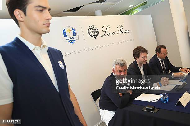 Darren Clarke, European Ryder Cup Captain, Antione Arnault, Loro Piana and Pascal Grizot, president of Ryder Cup France pictured during the launch of...