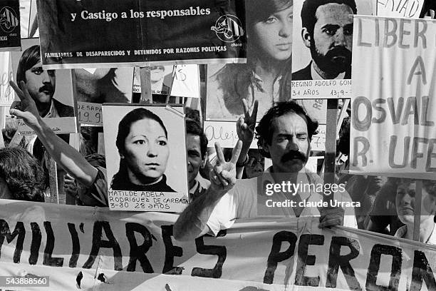 Demonstration takes place in front of the presidential house for the missing citizens who disappeared during Argentinean dictature.