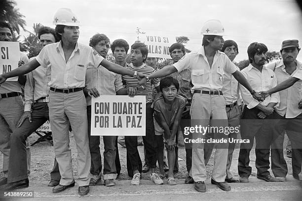 Supporters of Jose Napoleon Duarte during his meeting in Ayagualo. | Location: Ayagualo, El Salvador.